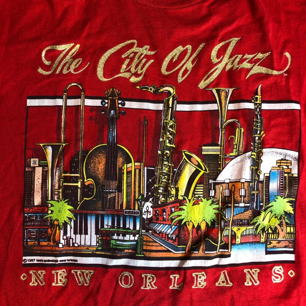 Vintage 1987 City Of Jazz Unisex Made USA T Shirt